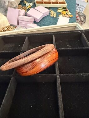 Source Unknown Two-Tone Wooden Bangle Bracelet - Brown